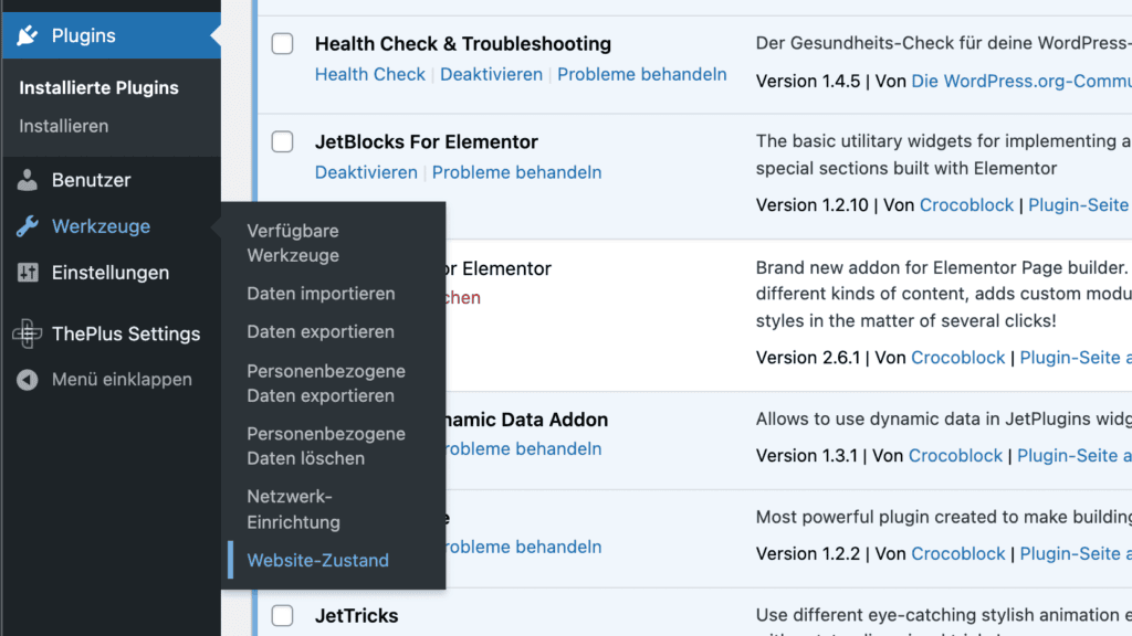 Health-Report exportieren - Schritt 4 (Health Check starten)