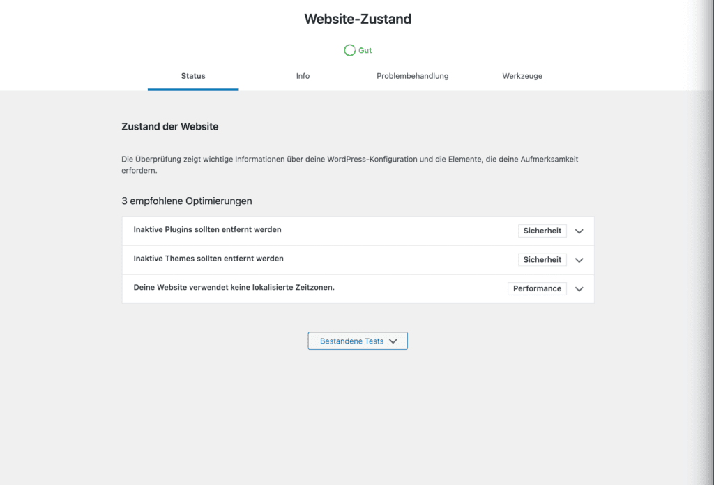 Health-Report exportieren - Schritt 5 (Überblick)