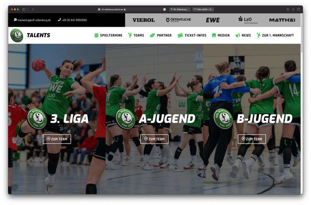 Handballteams VfL Oldenburg 3. Liga, A-Jugend, B-Jugend