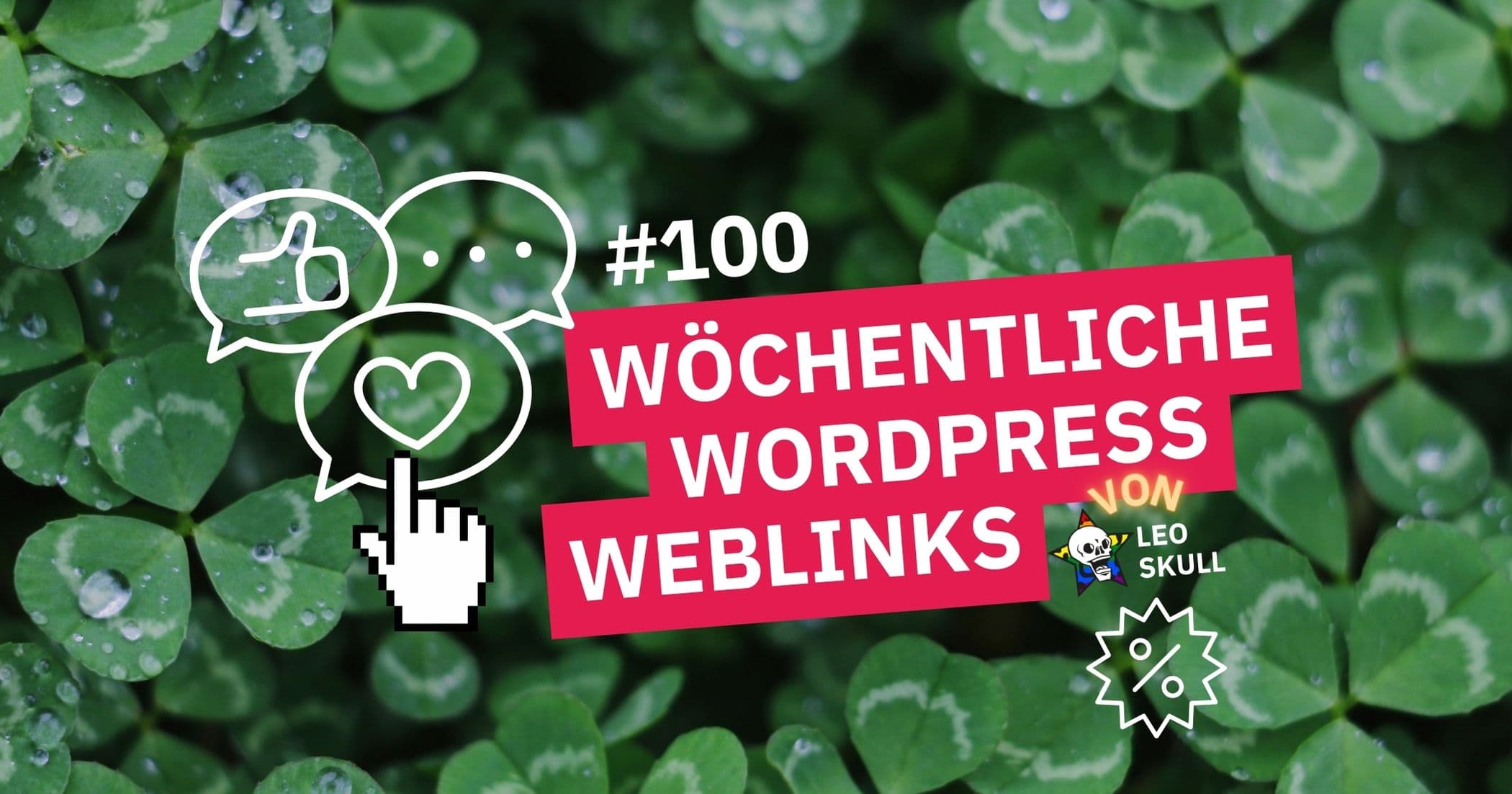 Kleeblätter und Text über WordPress-Weblinks