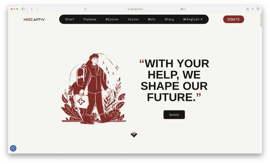 Illustration einer Person mit Rucksack und Erste-Hilfe-Kasten.