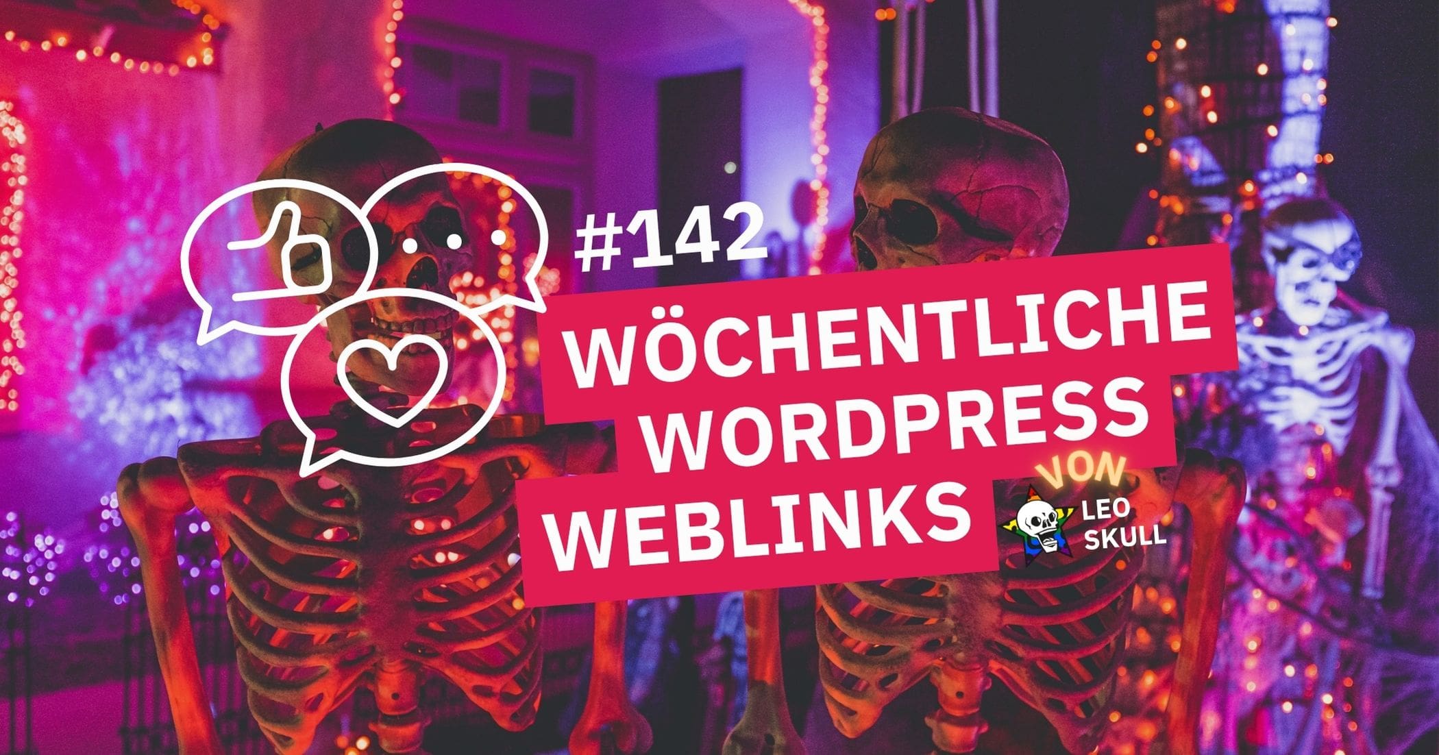 Halloween-Dekoration mit Skeletten und Lichterketten