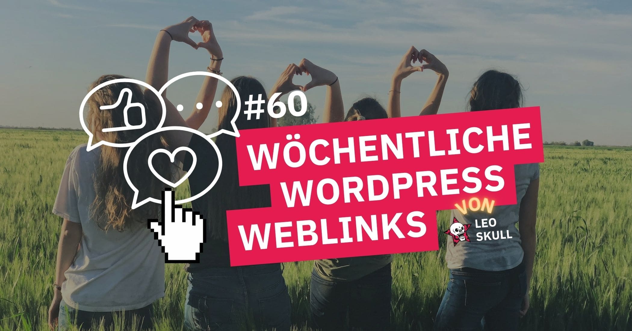 Personen bilden Herzgesten, WordPress-Links Grafik.