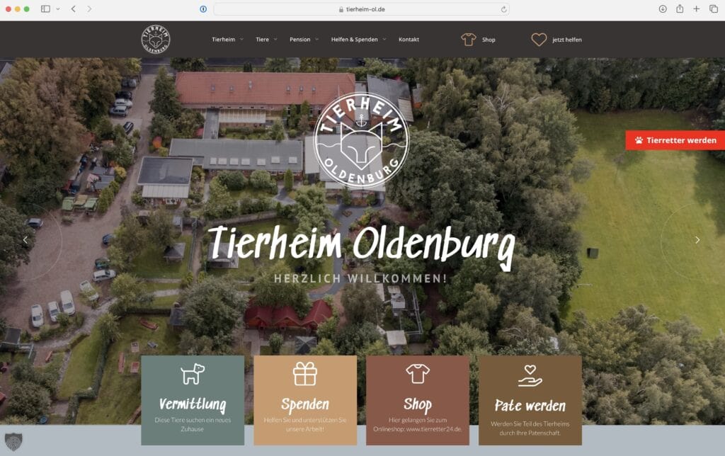 Luftaufnahme des Tierheims Oldenburg.