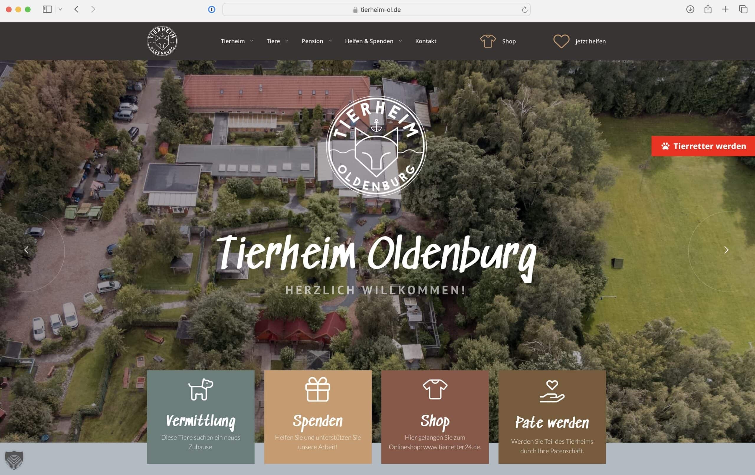 Luftaufnahme des Tierheims Oldenburg.